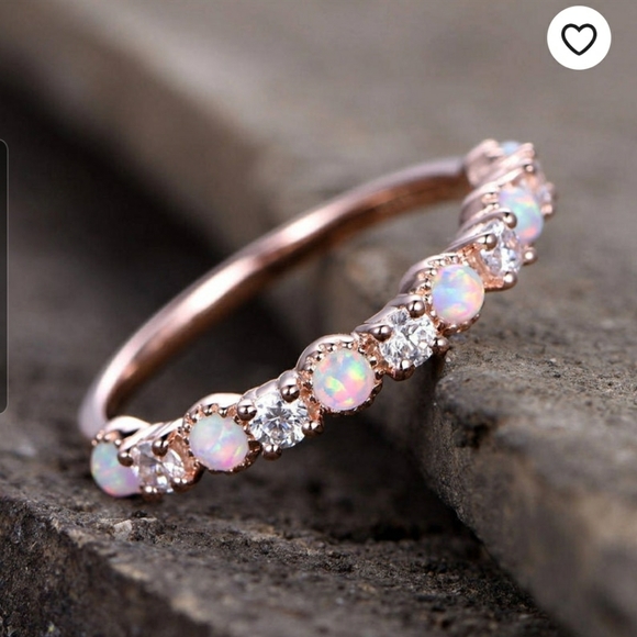 K.Kaiser Jewelry - 10k Rose gold opal & cz diamond band 7.5